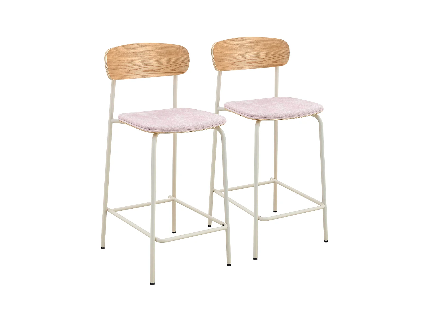 Set van 2 hoge stoelen in roze hout