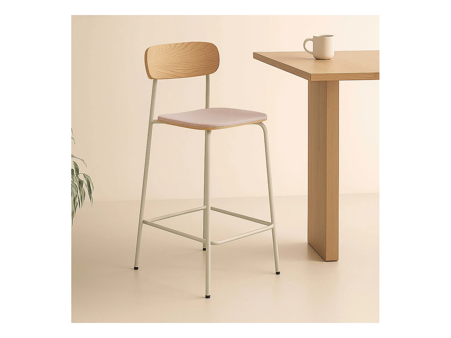 Set van 2 hoge stoelen in roze hout