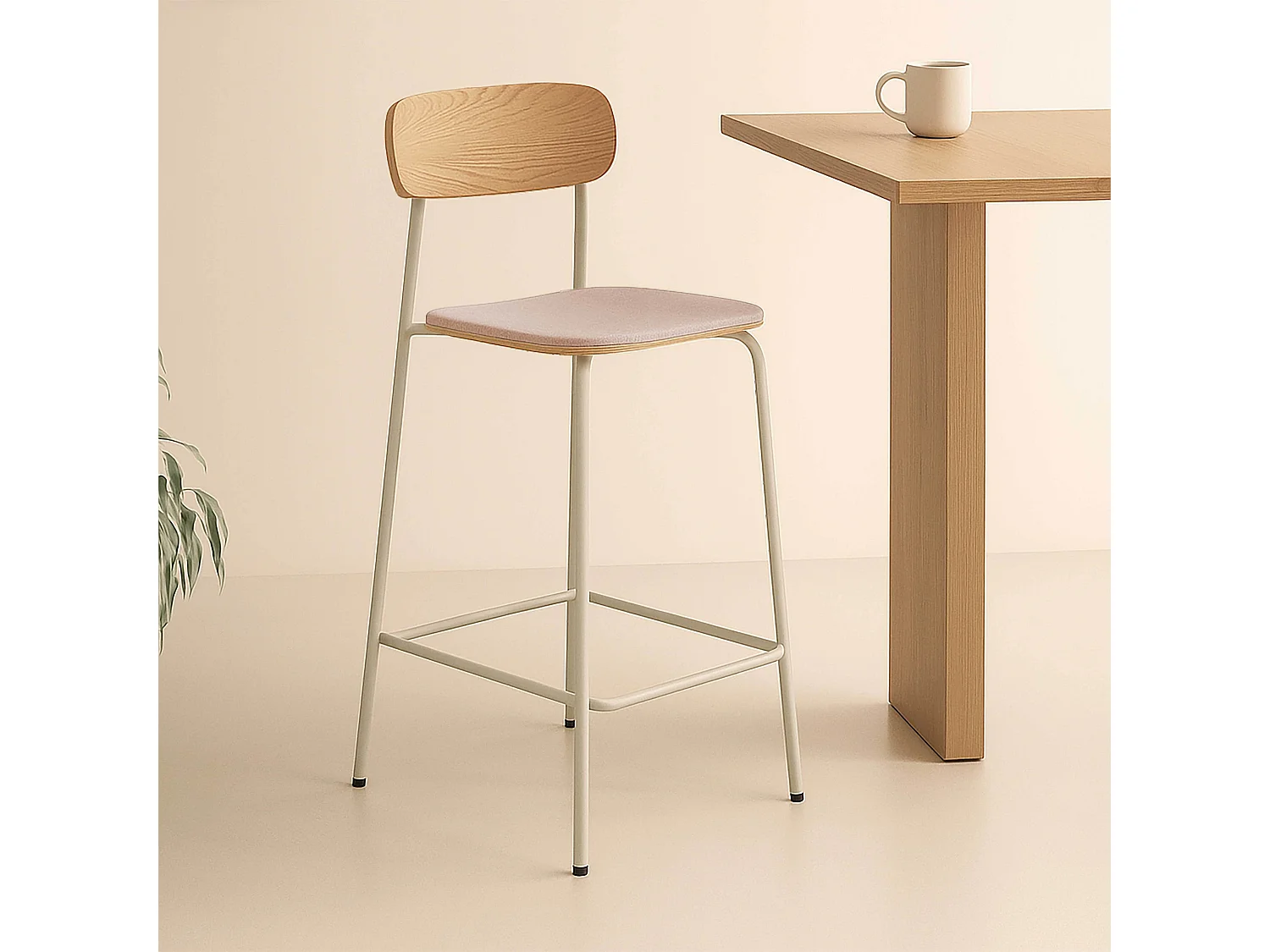 Lot de 2 chaises hautes en bois rose