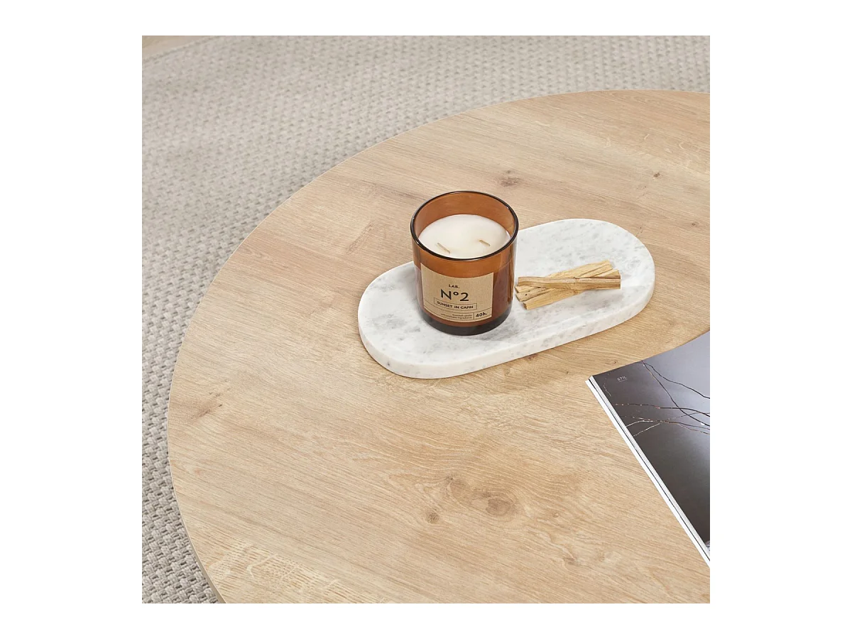 Table basse avec plateau arrondi L90 cm - SOLEIL