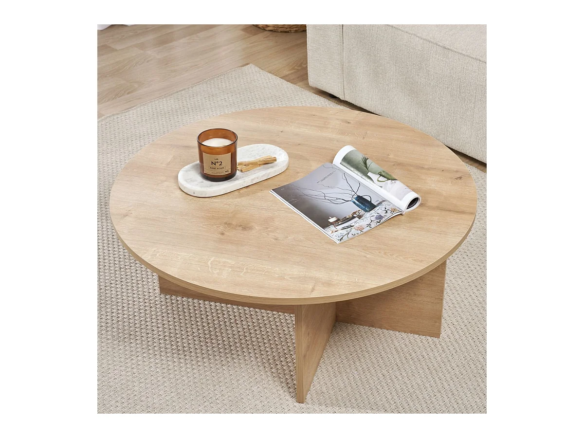 Table basse avec plateau arrondi L90 cm - SOLEIL