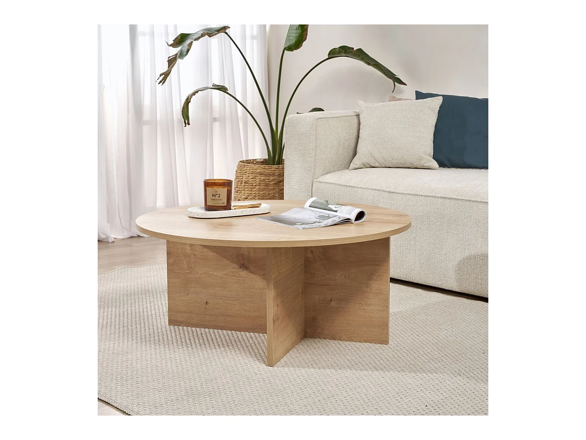 Table basse avec plateau arrondi L90 cm - SOLEIL