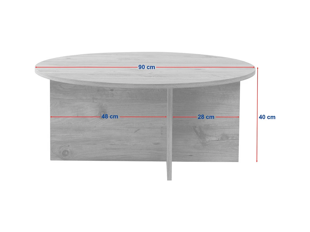 Table basse avec plateau arrondi L90 cm - SOLEIL