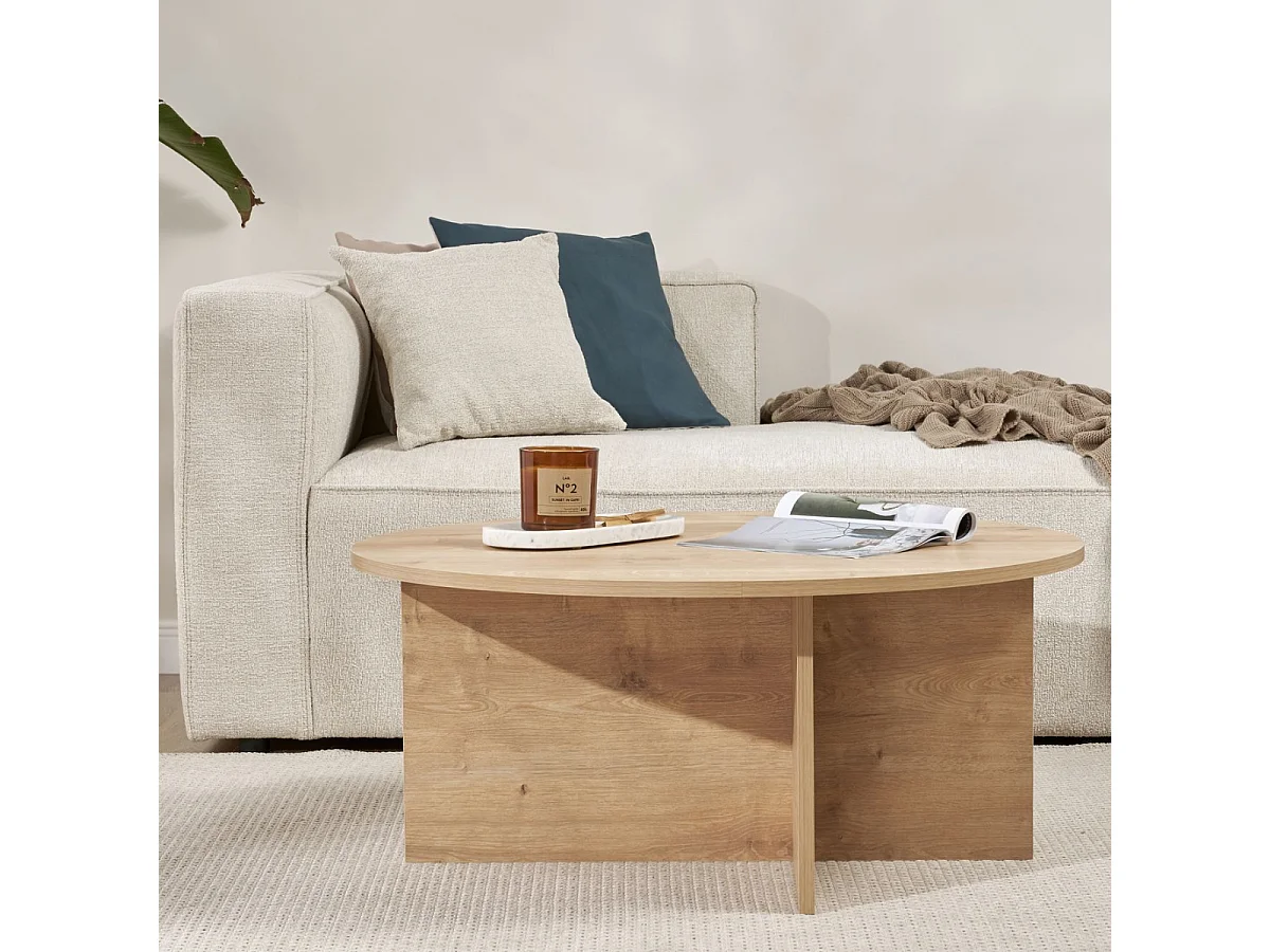 Table basse avec plateau arrondi L90 cm - SOLEIL