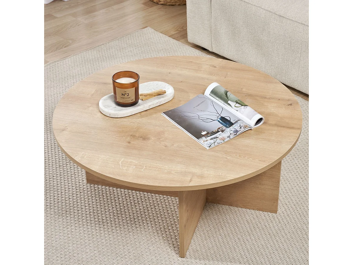 Table basse avec plateau arrondi L90 cm - SOLEIL