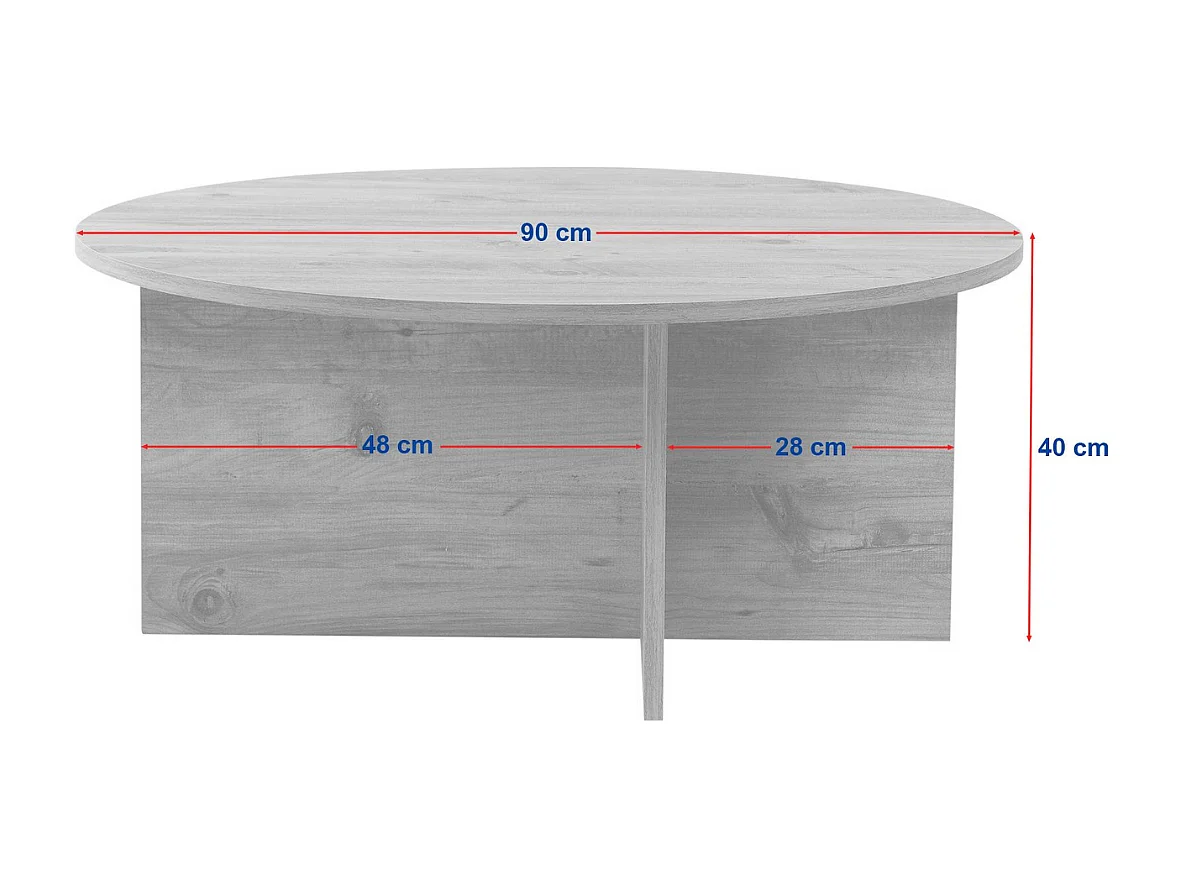 Table basse avec plateau arrondi L90 cm - SOLEIL