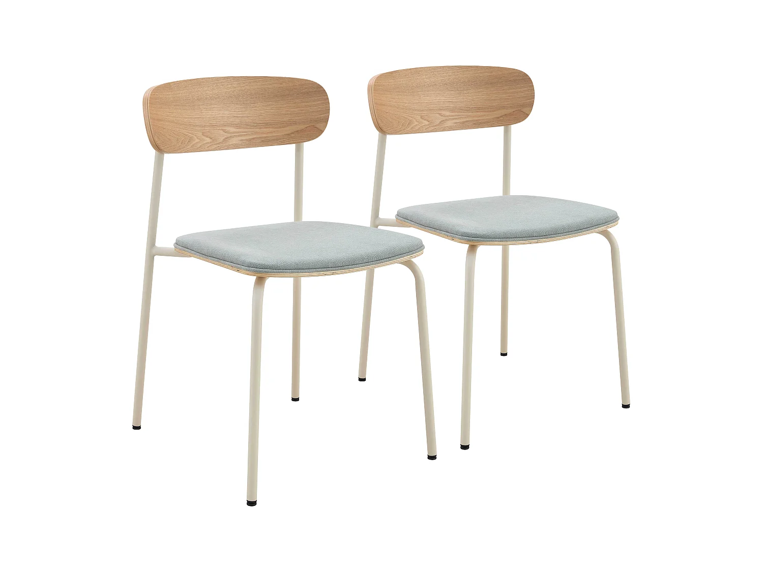 Lot de 2 chaises empilables en bois bleu clair