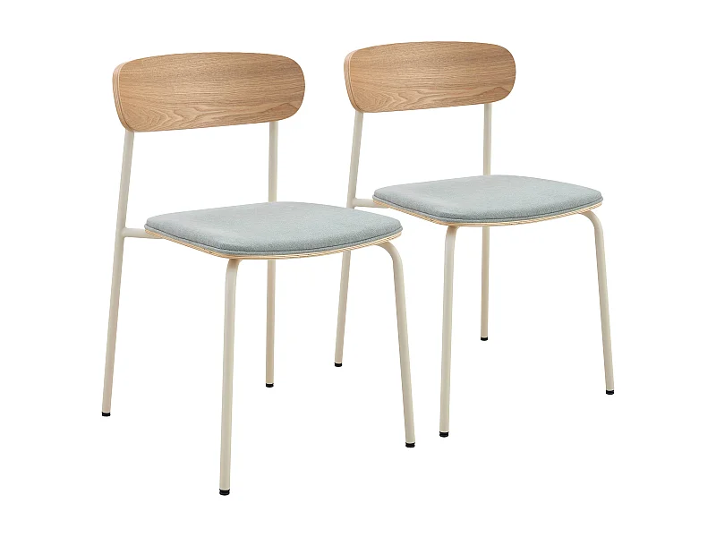Lot de 2 chaises empilables en bois bleu clair
