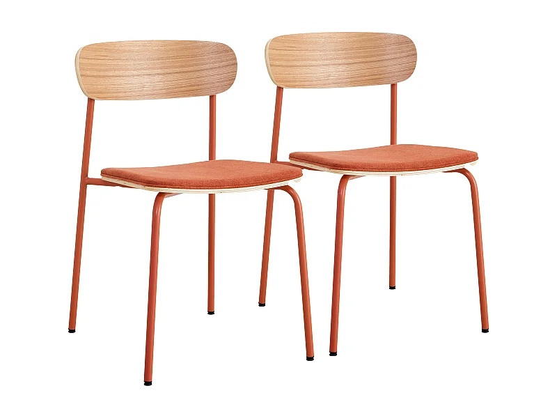 Lot de 2 chaises empilables en bois orange