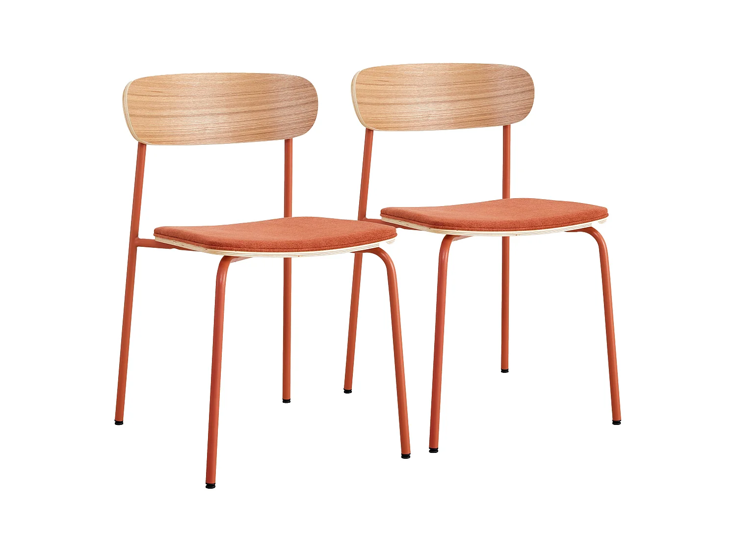 Lot de 2 chaises empilables en bois orange
