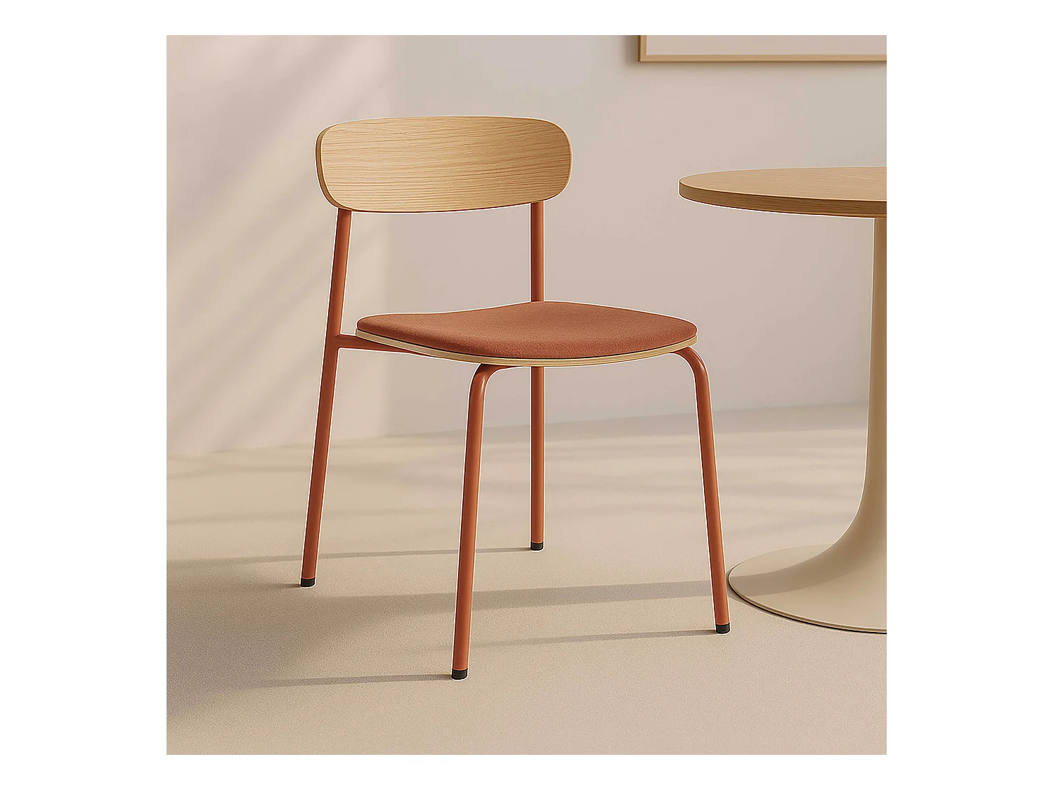 Lot de 2 chaises empilables en bois orange