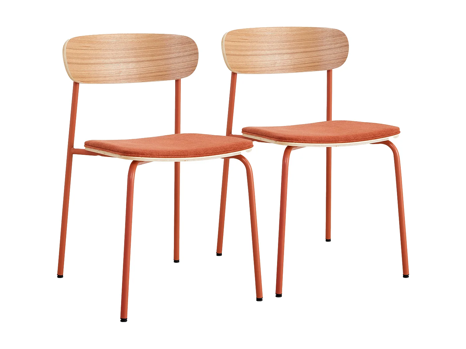 Lot de 2 chaises empilables en bois orange