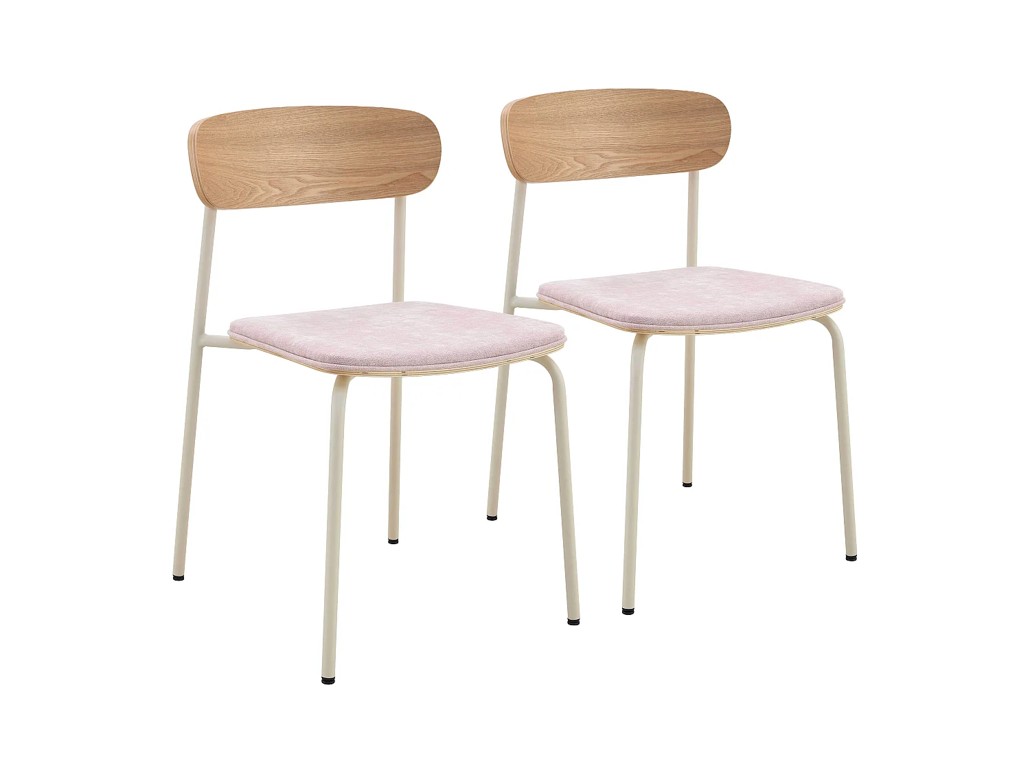 Lot de 2 chaises empilables en bois rose