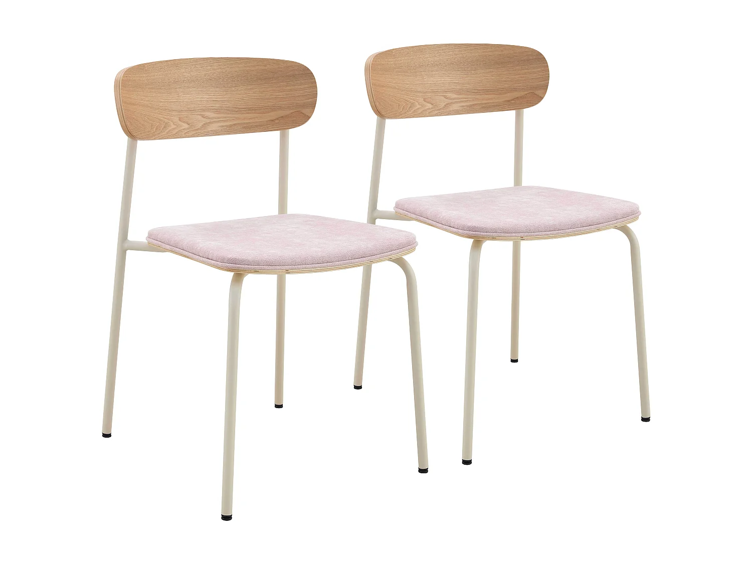 Lot de 2 chaises empilables en bois rose