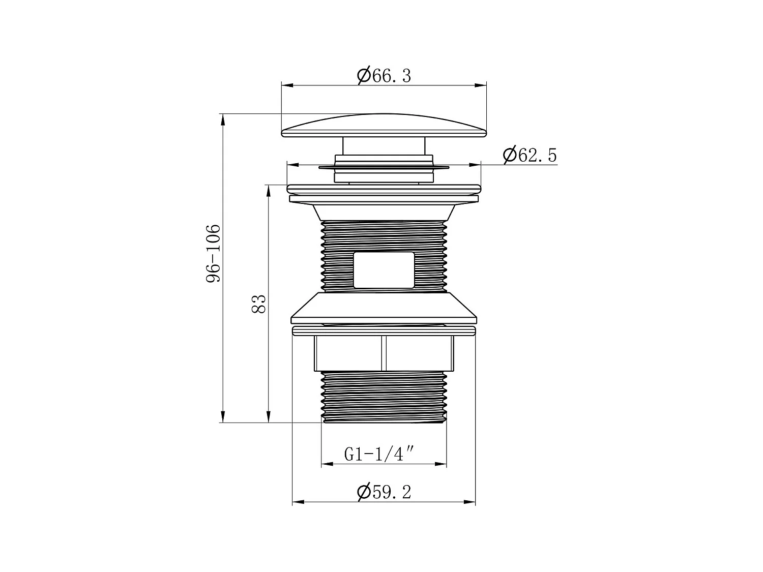 Vidage métal pop-up rond universel gris gun métal - Essebagno