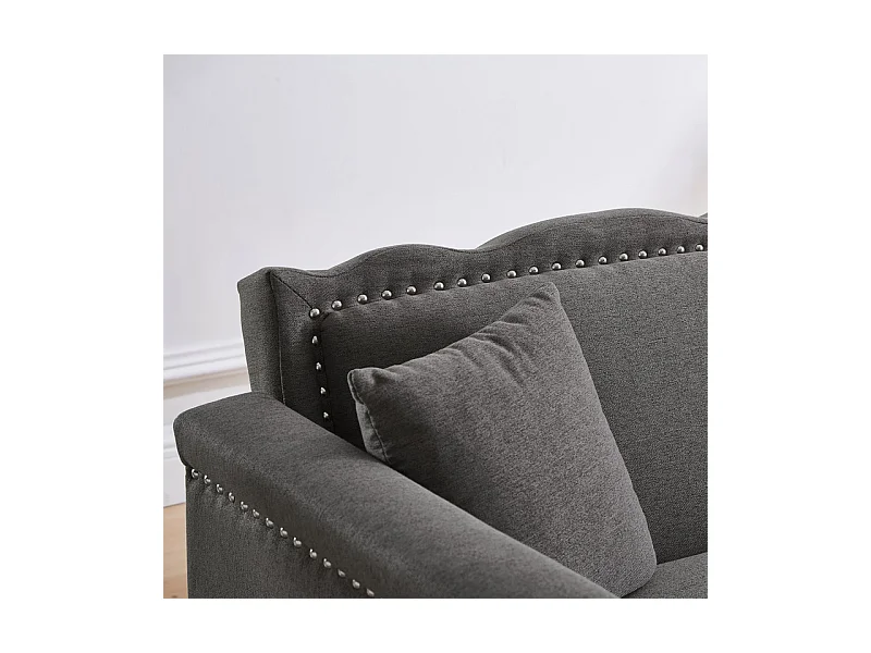 Canapé convertible en lit - avec dossiers réglables indépendants et 2 oreillers - tissu en lin en coton - 176x72/89x72cm - Gris