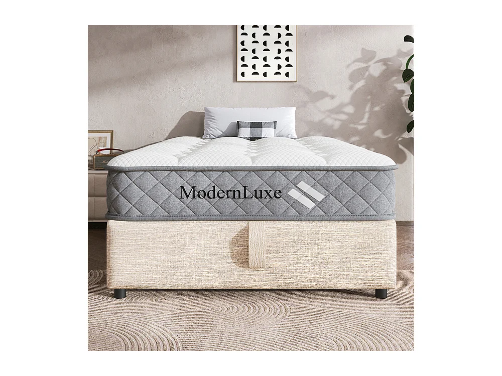 Matelas mousse froide 90x200 cm ressorts ensachés 7 zones fermeté H3 moyen 20 cm 4 poignées emballage sous vide