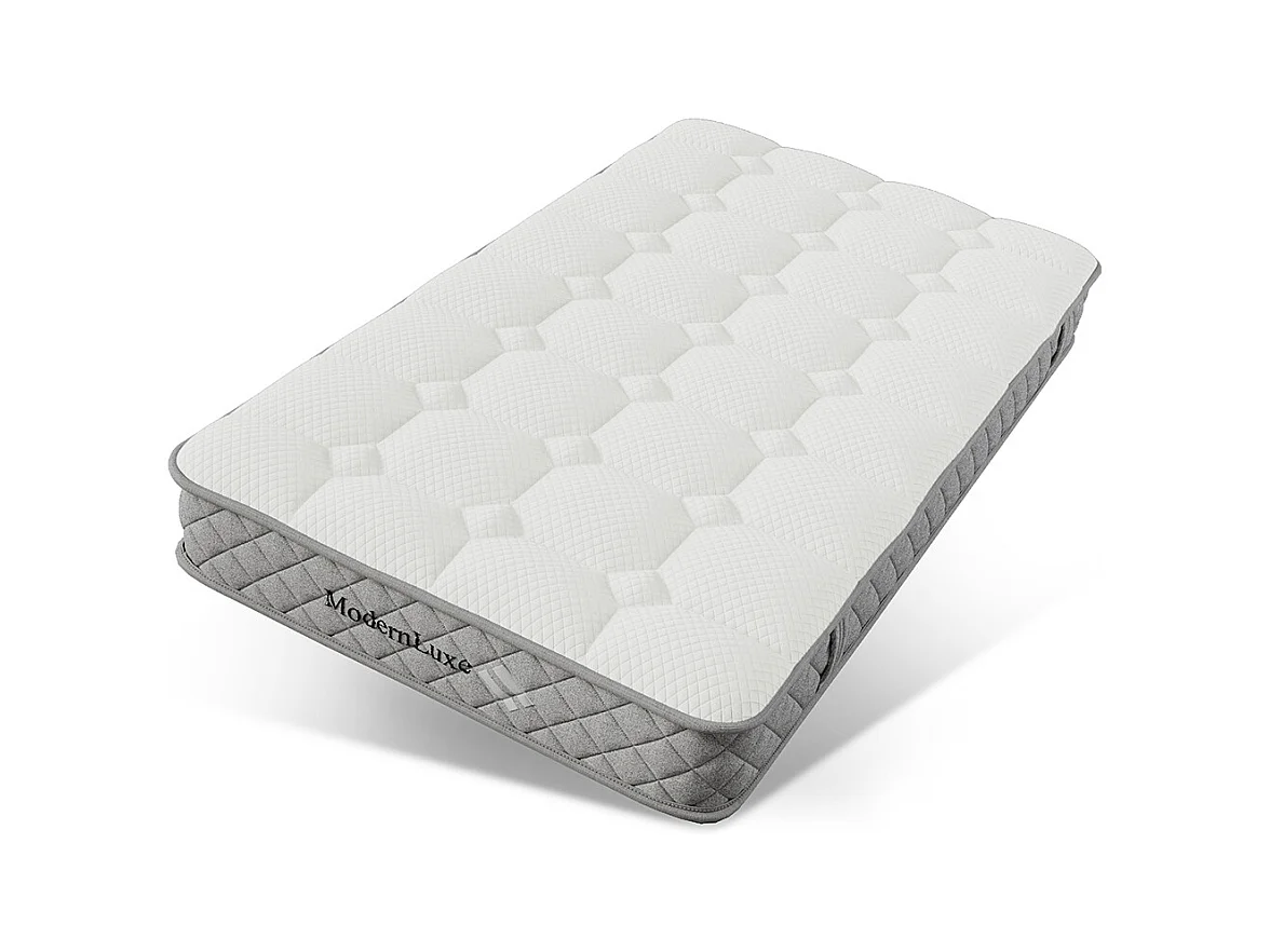 Matelas mousse froide 90x200 cm ressorts ensachés 7 zones fermeté H3 moyen 20 cm 4 poignées emballage sous vide