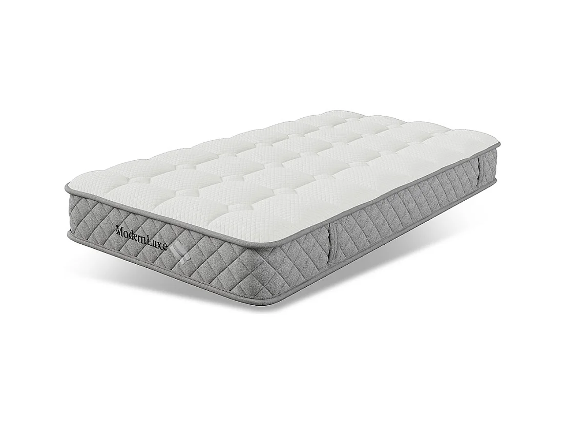 Matelas mousse froide 90x200 cm ressorts ensachés 7 zones fermeté H3 moyen 20 cm 4 poignées emballage sous vide