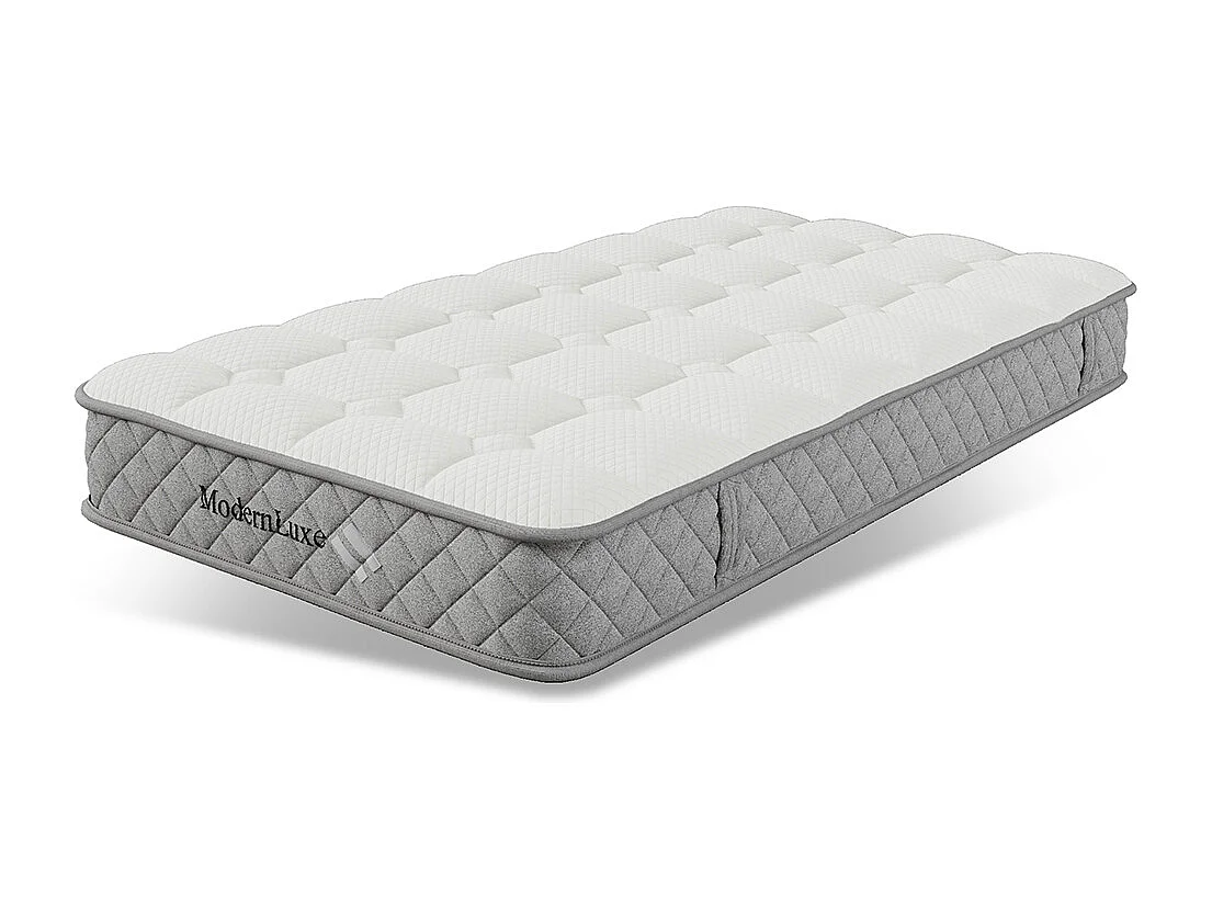 Matelas mousse froide 90x200 cm ressorts ensachés 7 zones fermeté H3 moyen 20 cm 4 poignées emballage sous vide