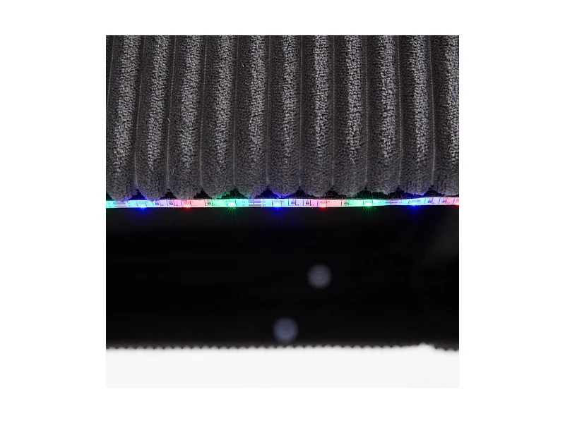 Canapé d'angle panoramique en velours - 4 places - avec LED RGB et Port USB+Type-C - 265x135x88cm - Gris