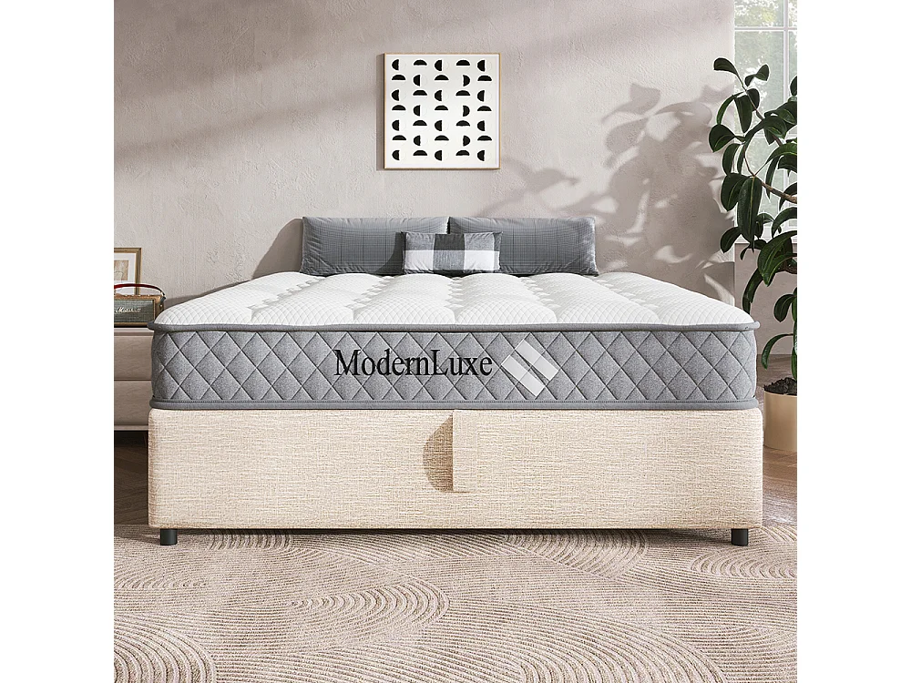 Matelas mousse froide 120x200 cm ressorts ensachés 7 zones fermeté H3 moyen 20 cm 4 poignées emballage sous vide
