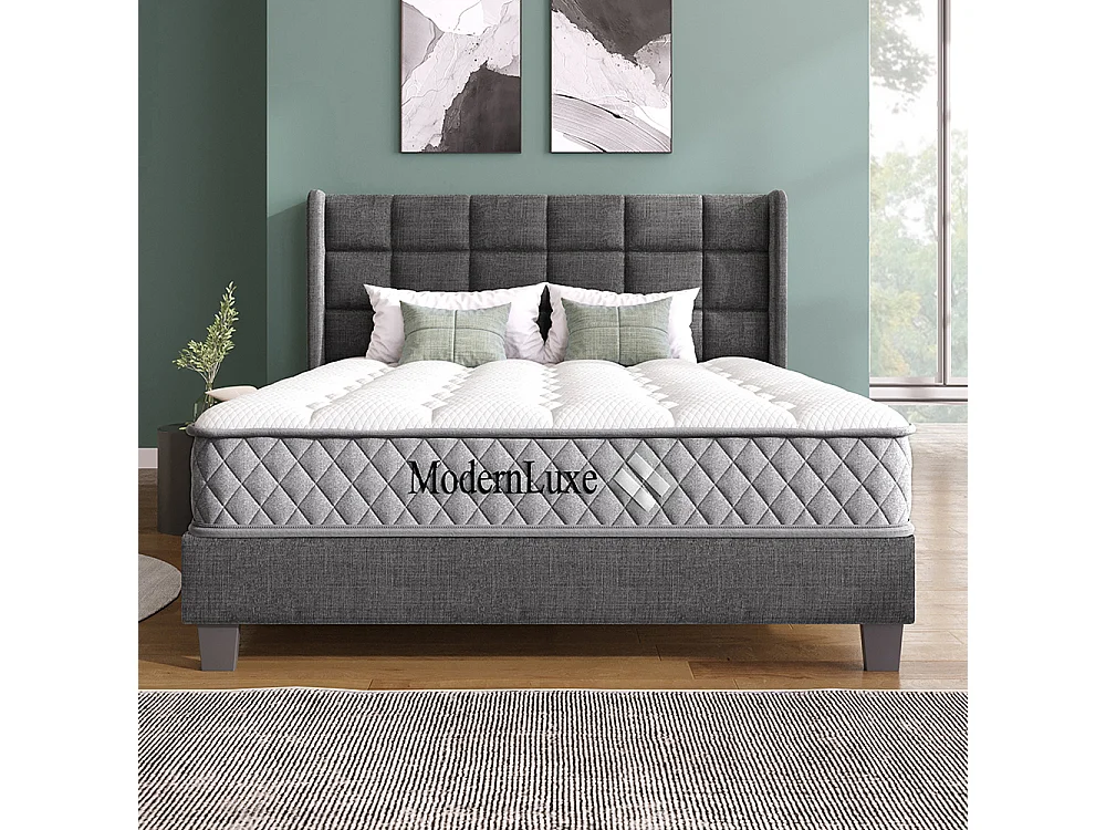 Matelas mousse froide 180x200 cm ressorts ensachés 7 zones fermeté H3 moyen 20 cm 4 poignées emballage sous vide