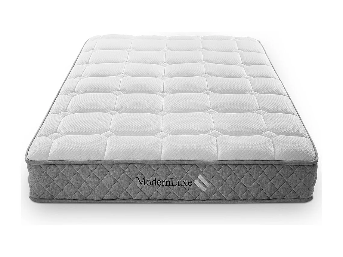 Matelas mousse froide 180x200 cm ressorts ensachés 7 zones fermeté H3 moyen 20 cm 4 poignées emballage sous vide