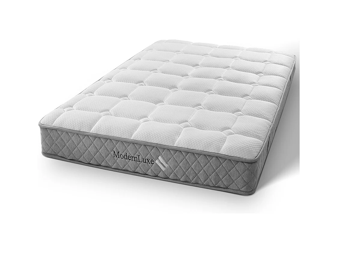 Matelas mousse froide 140x200 cm ressorts ensachés 7 zones fermeté H3 moyen 20 cm 4 poignées emballage sous vide