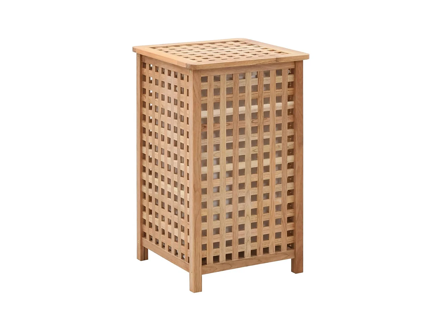 Cesto para Roupa Suja de Madeira Nogueira 39x39x65 cm - Elegante e Funcional