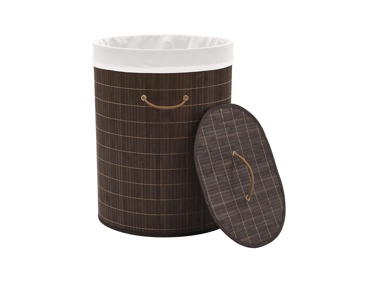 Panier à linge ovale Bambou Marron foncé