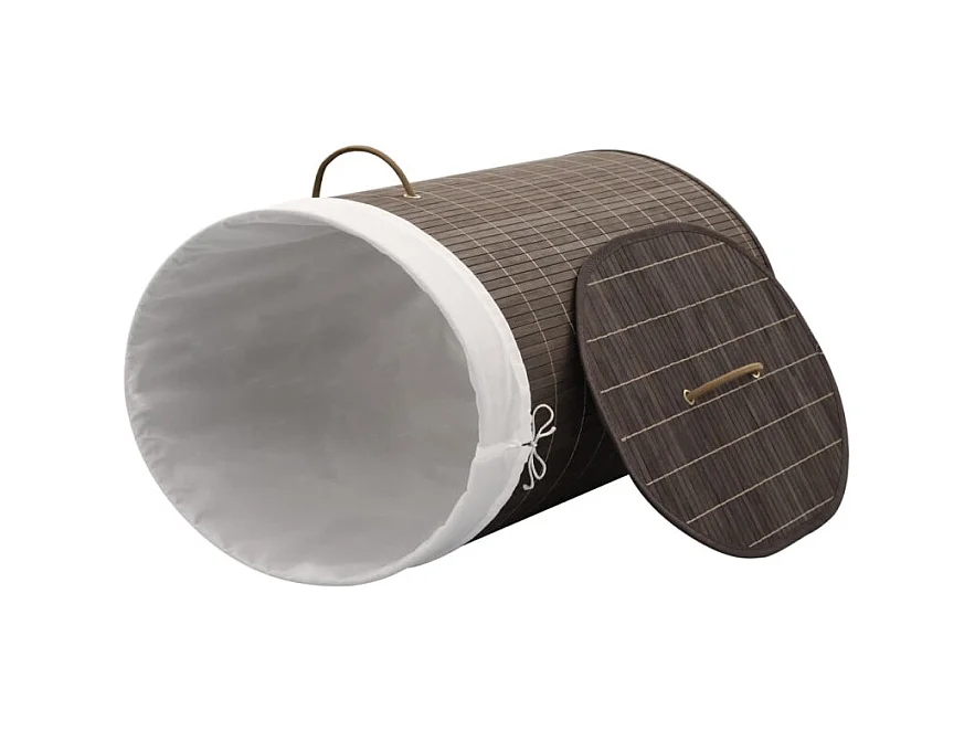 Panier à linge ovale Bambou Marron foncé