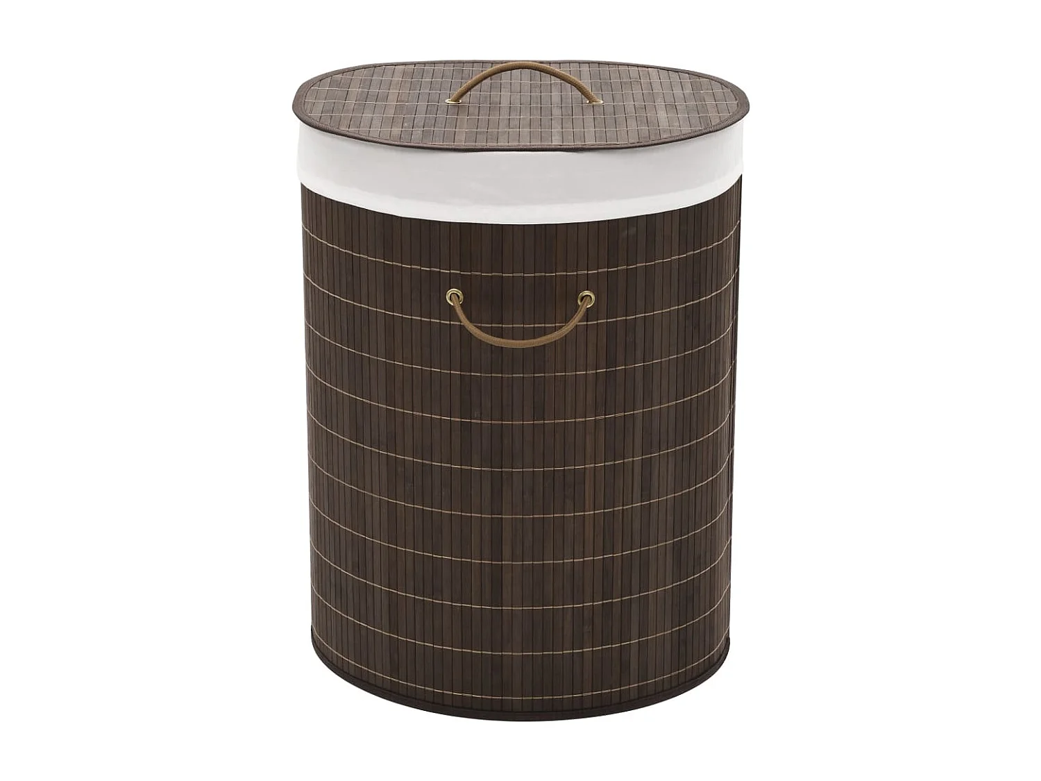 Cesto Oval de Bambu Castanho Escuro para Roupa Suja - Praticidade e Estilo
