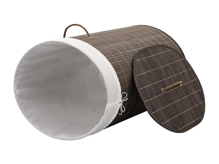 Cesto Oval de Bambu Castanho Escuro para Roupa Suja - Praticidade e Estilo