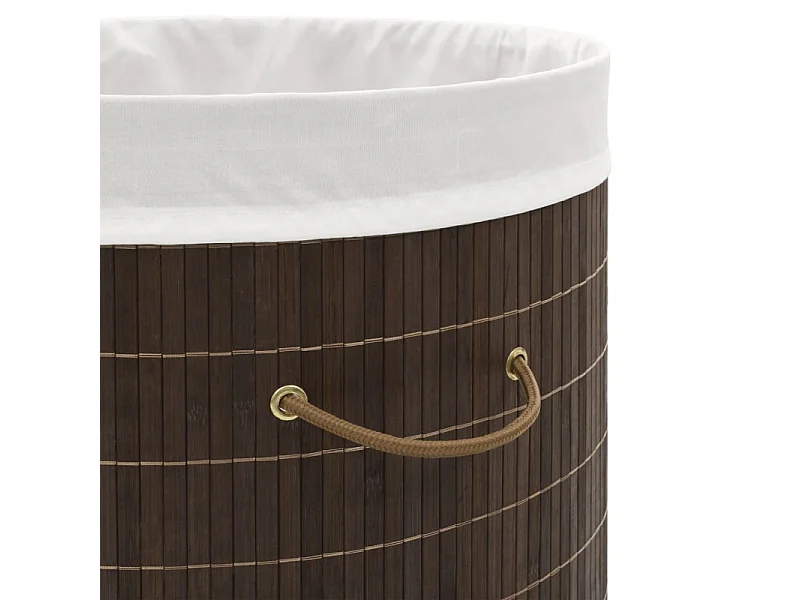 Cesto Oval de Bambu Castanho Escuro para Roupa Suja - Praticidade e Estilo