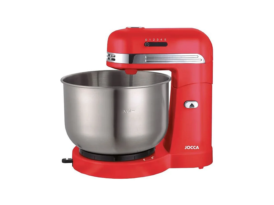 Robot pétrin - JOCCA - Bol en acier inoxydable 3,5 L - 5 vitesses - Rouge et gris
