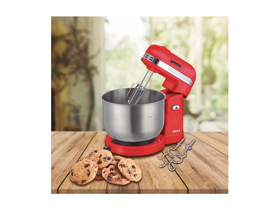 Robot pétrin - JOCCA - Bol en acier inoxydable 3,5 L - 5 vitesses - Rouge et gris
