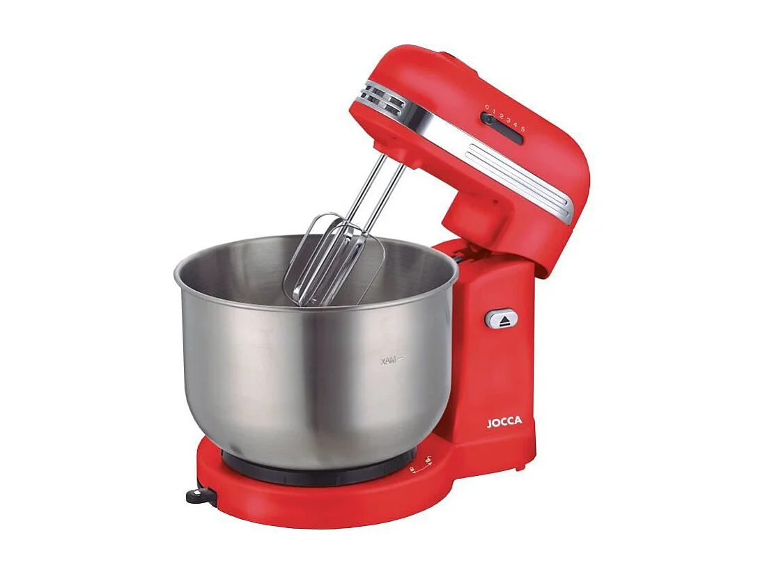 Robot pétrin - JOCCA - Bol en acier inoxydable 3,5 L - 5 vitesses - Rouge et gris