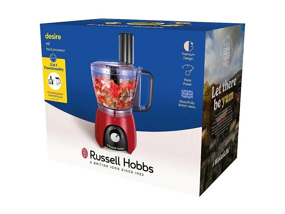 Russell Hobbs 27110-56 robot da cucina 600 W 2,3 L Nero, Rosso, Trasparente
