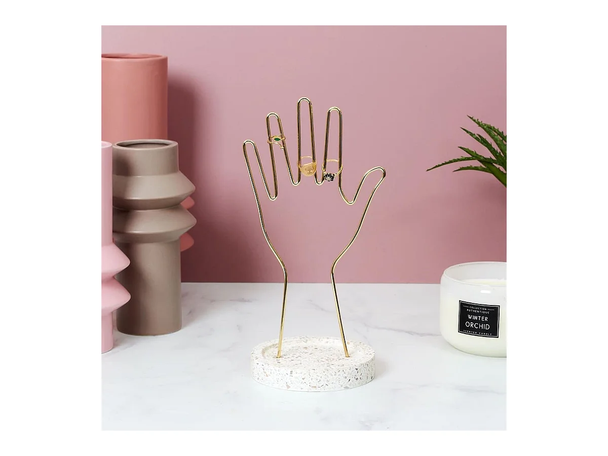 Porte-Bijoux Main en Métal avec Support Terrazzo - TAVIS