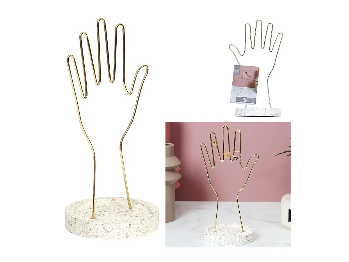Porte-Bijoux Main en Métal avec Support Terrazzo - TAVIS