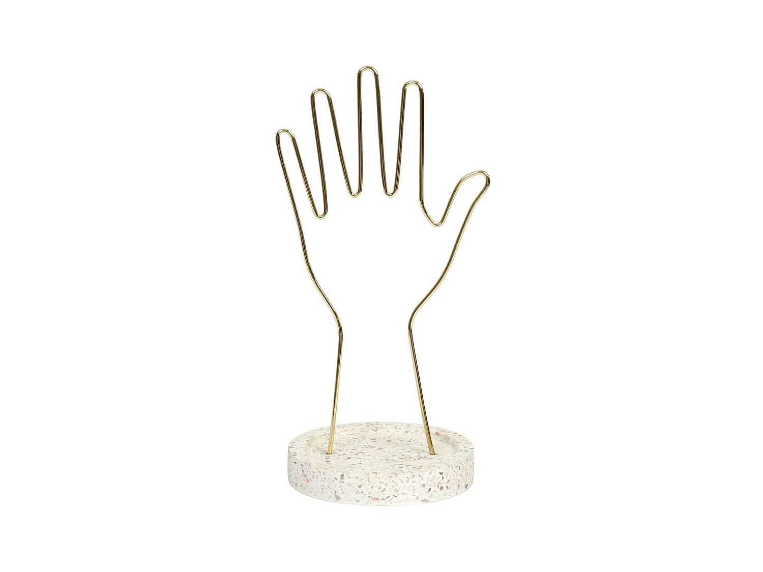 Porte-Bijoux Main en Métal avec Support Terrazzo