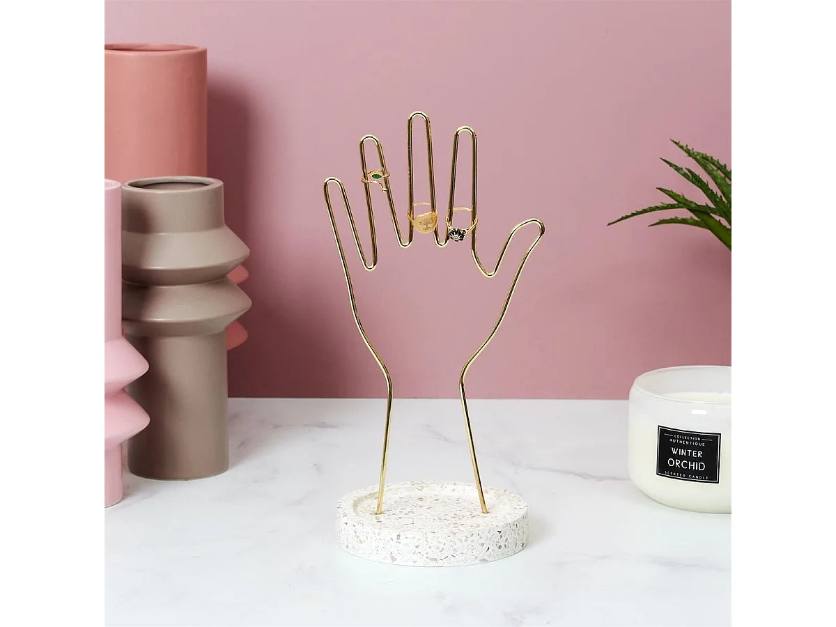 Porte-Bijoux Main en Métal avec Support Terrazzo - TAVIS