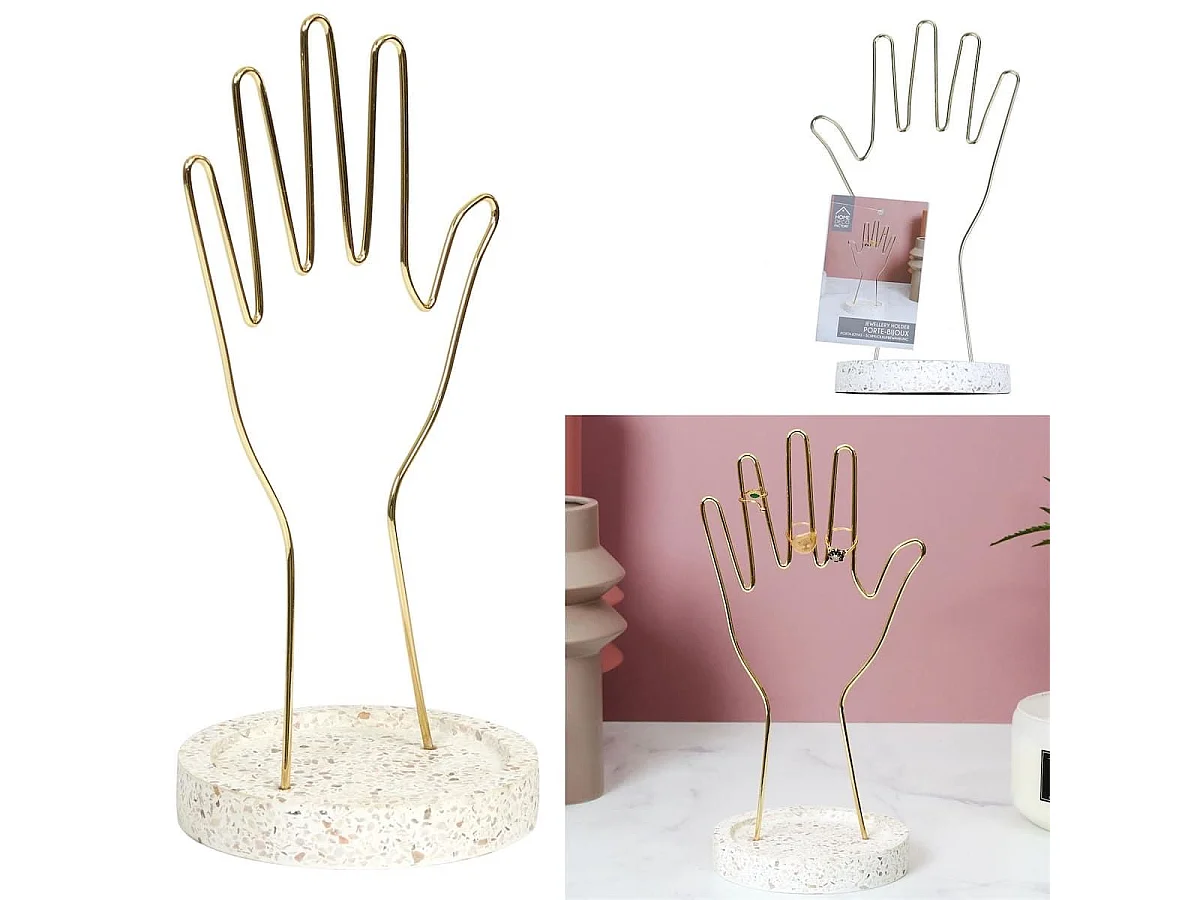 Porte-Bijoux Main en Métal avec Support Terrazzo - TAVIS