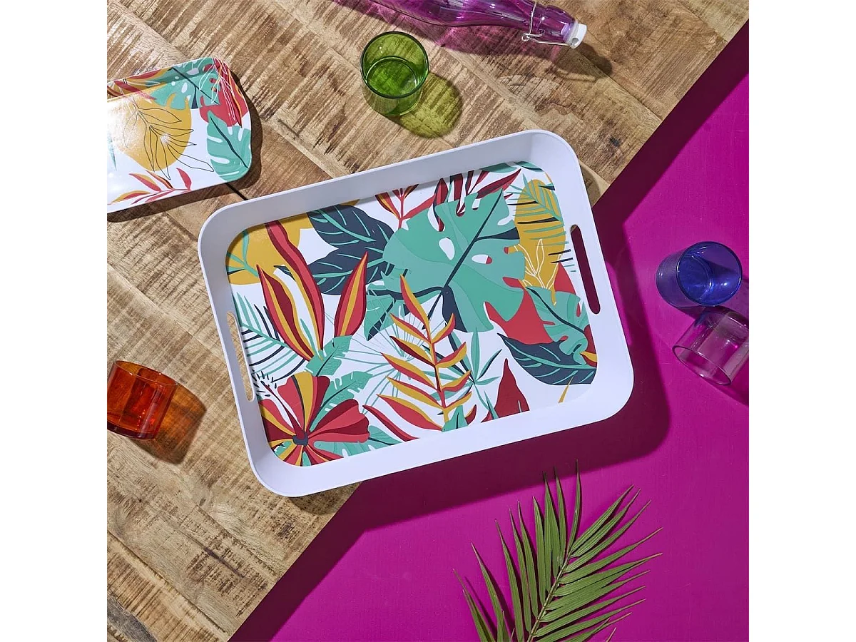 Plateau en plastique paradis exotique (41x32cm) - ANTILLES