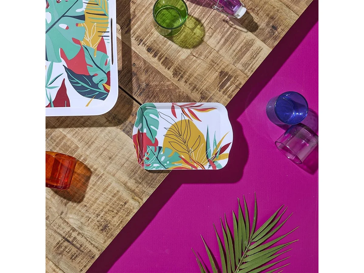 Plateau de service en plastique paradis exotique (21x14cm) - ANTILLES