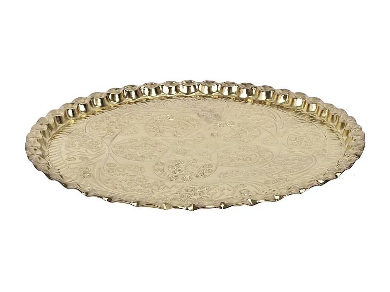 Plateau Décoratif Ø47,5cm en Métal Doré Motif Ornemental - MARRAKECH