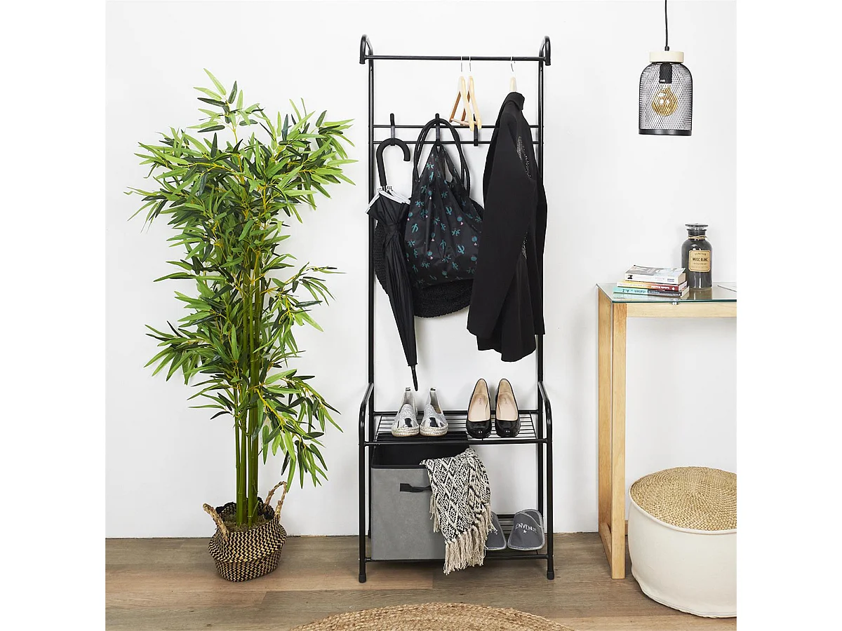 Penderie d'Entrée Multi-Rangements en Métal Noir - DARYL