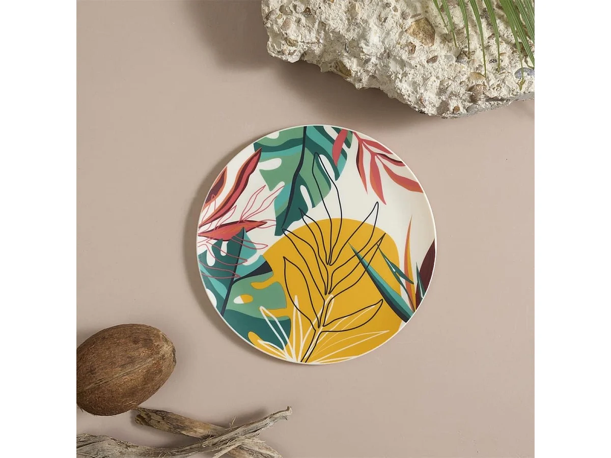 Set de 6 assiettes plates en plastique paradis exotique (Ø26cm) - ANTILLES