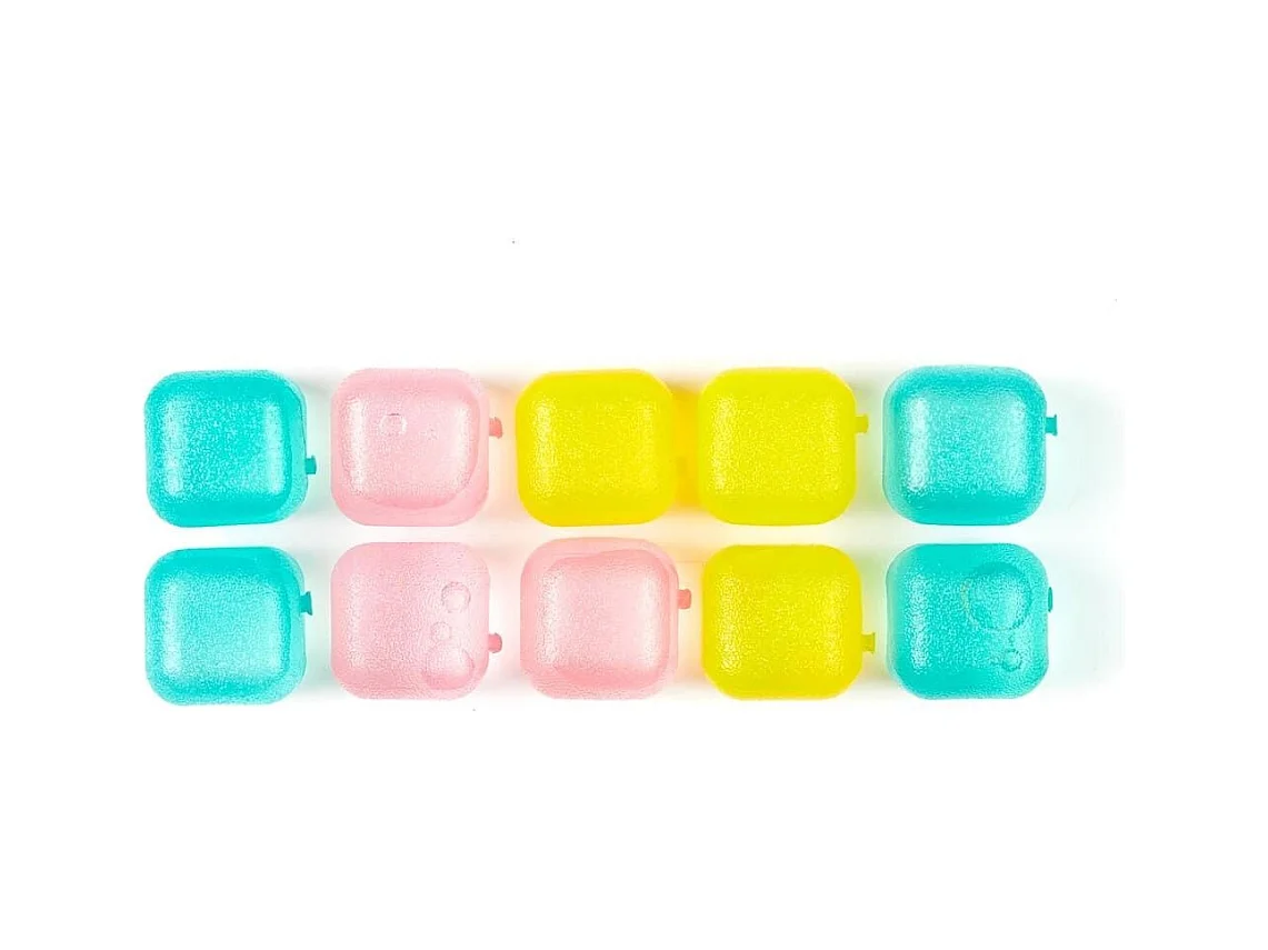 Set de 40 glaçons réutilisables en plastique bleu, rose et jaune